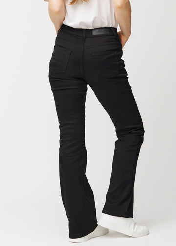Sorte mid-rise bootcut jeans set bagfra, så man kan se hele produktet.