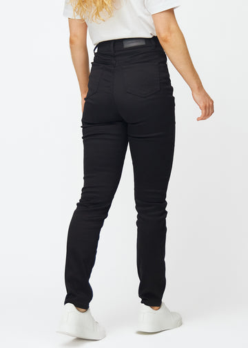 Sorte højtaljede slim jeans set bagfra, så man kan se hele produktet.
